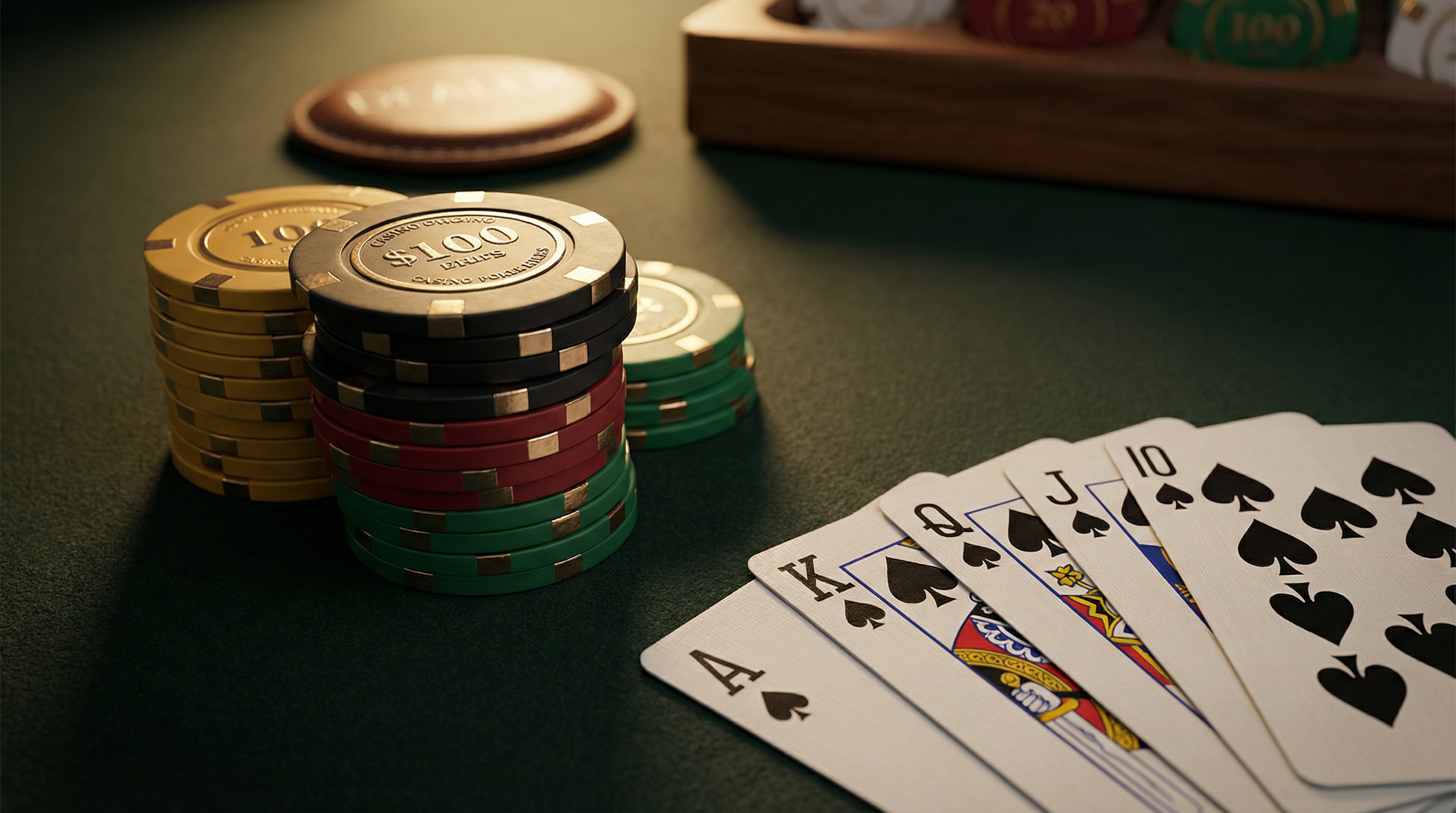 德州扑克筹码和扑克牌展示